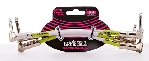 Ernie Ball Patch Cable 3 Pack, Angle/Angle, 6In, White (P06051)
