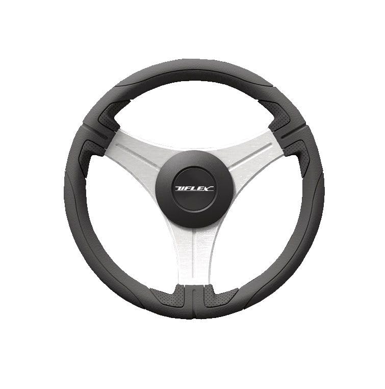 Uflex Ustica 13'' Steering Wheel - Black - Polyurethane W/Silver Spokes &Amp; X62 Hub,WBAUVB0C8P8S9QM