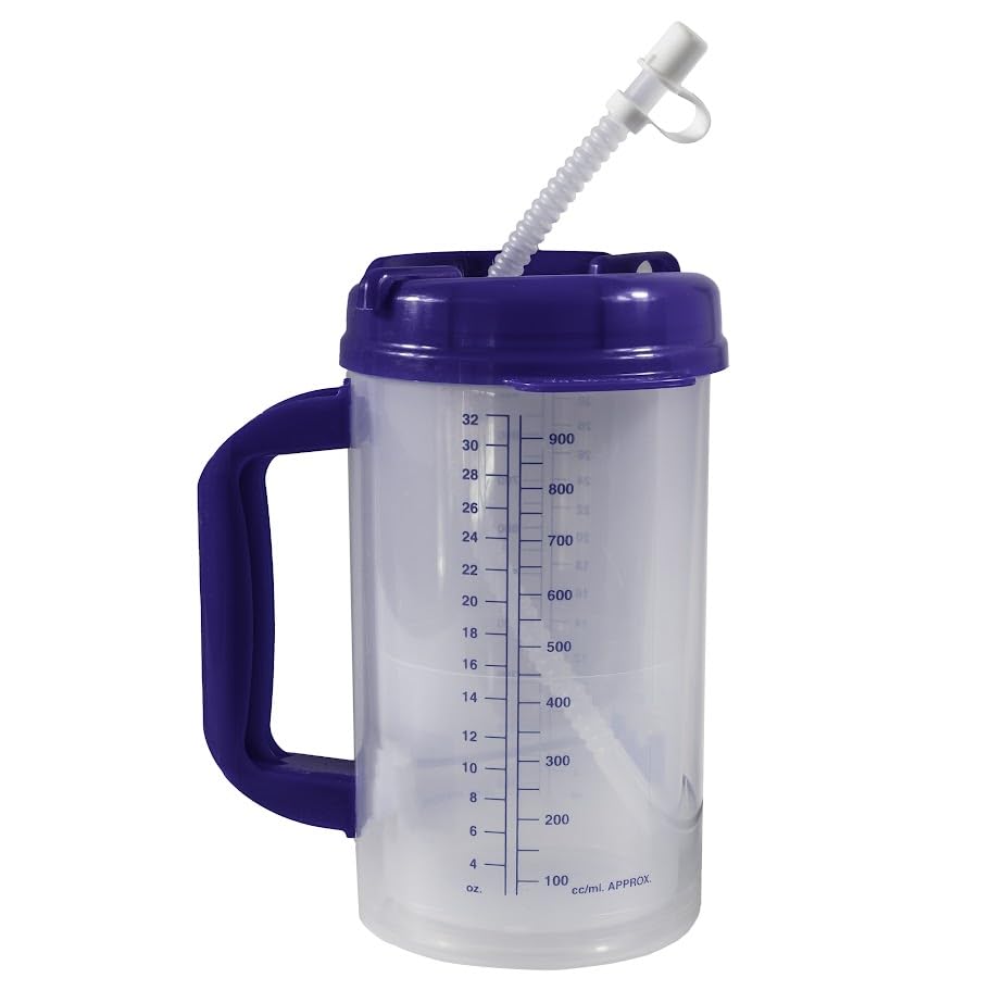 Vakly Hospital Carafe Insulated Double Walled Water Tracking Thermos   32 Oz Capacity Hot And Cold Refillable Water Bottle   Wit