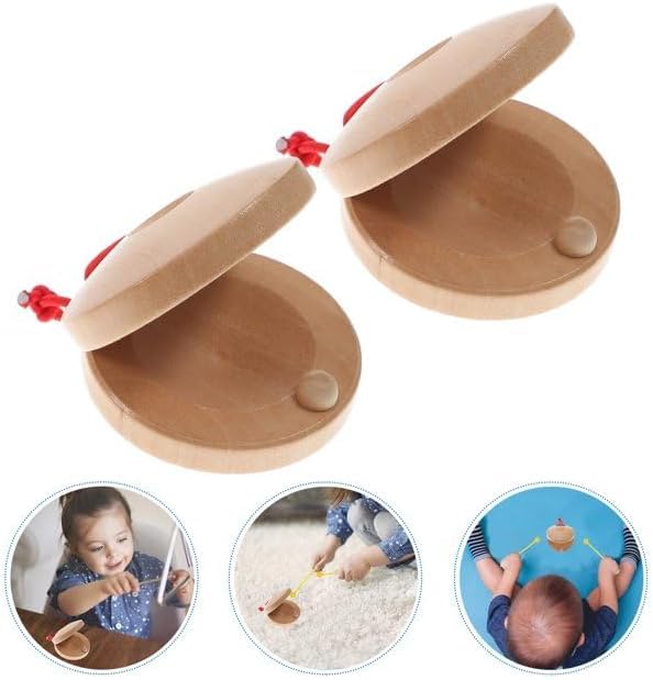 Wooden Castanet, Percussion Instrument   2Pcs Hand Finger Castanets, Wood Castanets Classroom Diy Rhythm Music Musical Instrumen