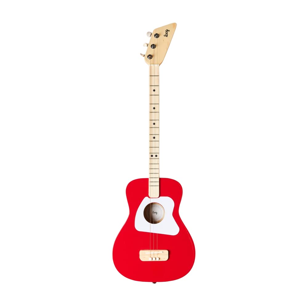 Loog Pro Acoustic kids Guitar 3-strings Ages 6+ Learning App and Lessons Included Red