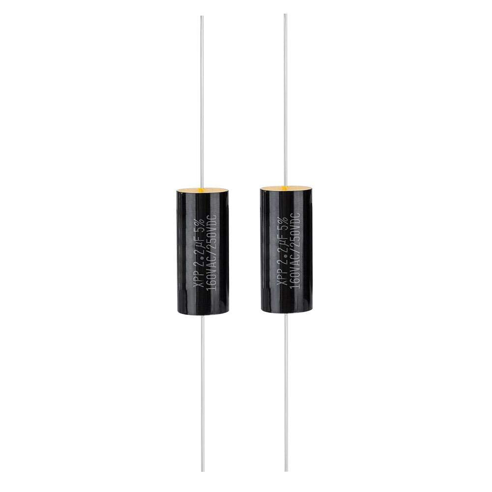 Zerone 2Pcs Capacitor Frequency Divider Capacitance Audio Speaker Capacitor With Pure Copper Wire Pins(2.2Uf)