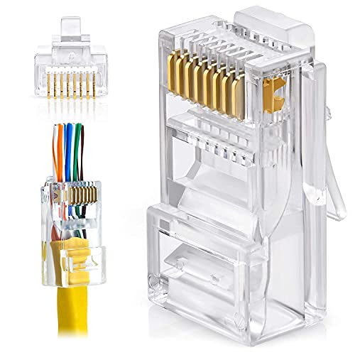 Fedus Rj45 Cat6 PassThrough Connector Rj45 Ends, Cat5, Cat5E, Cat6 8P8C Rj45 Connector, Ethernet Cable Crimp Connectors Utp Net
