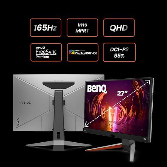 Benq Mobiuz Ex2710Q Gaming Monitor 27'' Qhd 1440P 165Hz 1Ms | Ips | Hdri | Dci P3 | Freesync Premium | Eye Care Tech | Adjustabl