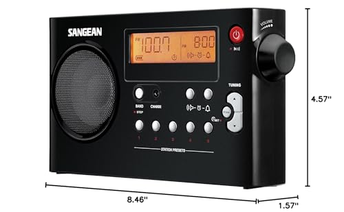 Sangean Pr D7 Bk Am/Fm Digital Rechargeable Portable Radio   Black (Pr D7Bk)