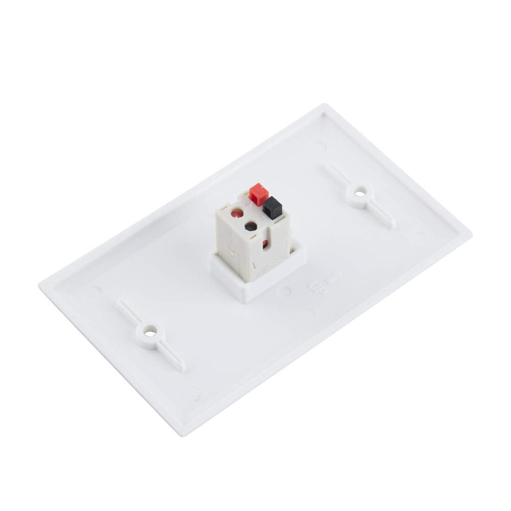 Teninyu 1 Port Speaker Jack Speaker Module Keystone Single Gang Wall Plate Speaker Wall Plate For Home Theater   White (1 Port)
