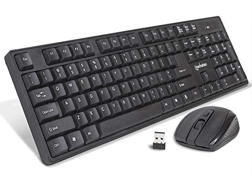 Manhattan Wireless Keyboard And Mouse Combo - Full-Size Usb Wireless Keyboard Mouse Set With 2.4Ghz Dongle For Pc Computer Lapto