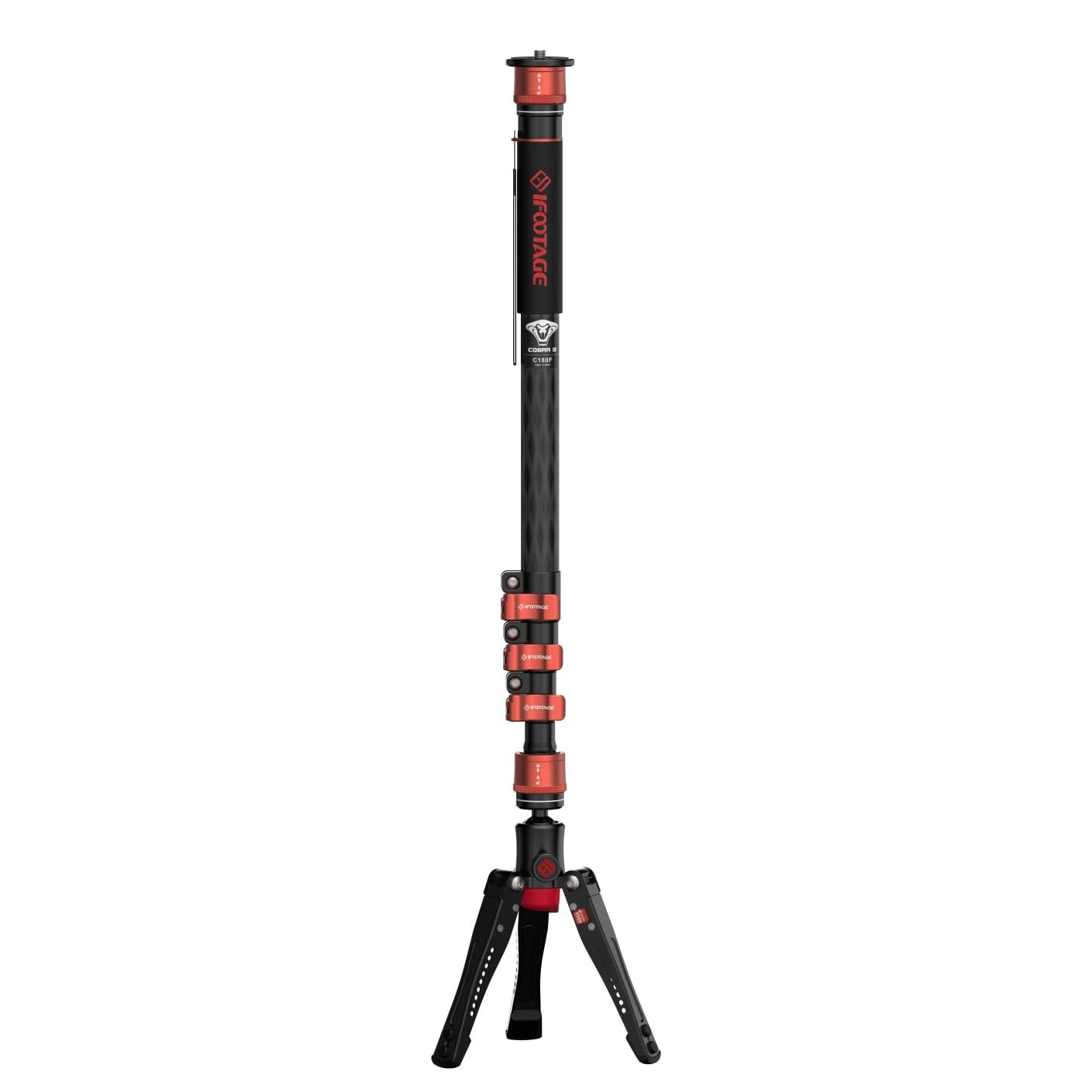 Ifootage Cobra 3 C180F,Camera Monopod With Tripod Base,Carbon Fiber Professional Video Monopod,Suitable For Slr Cameras And Camc
