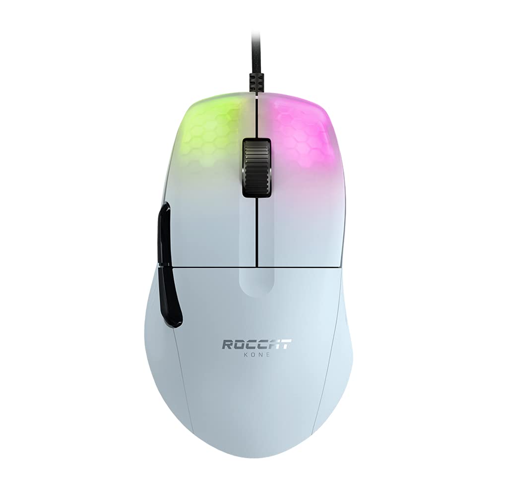 Roccat Kone Pro   Lightweight Ergonomic Optical Performance Gaming Mouse, White