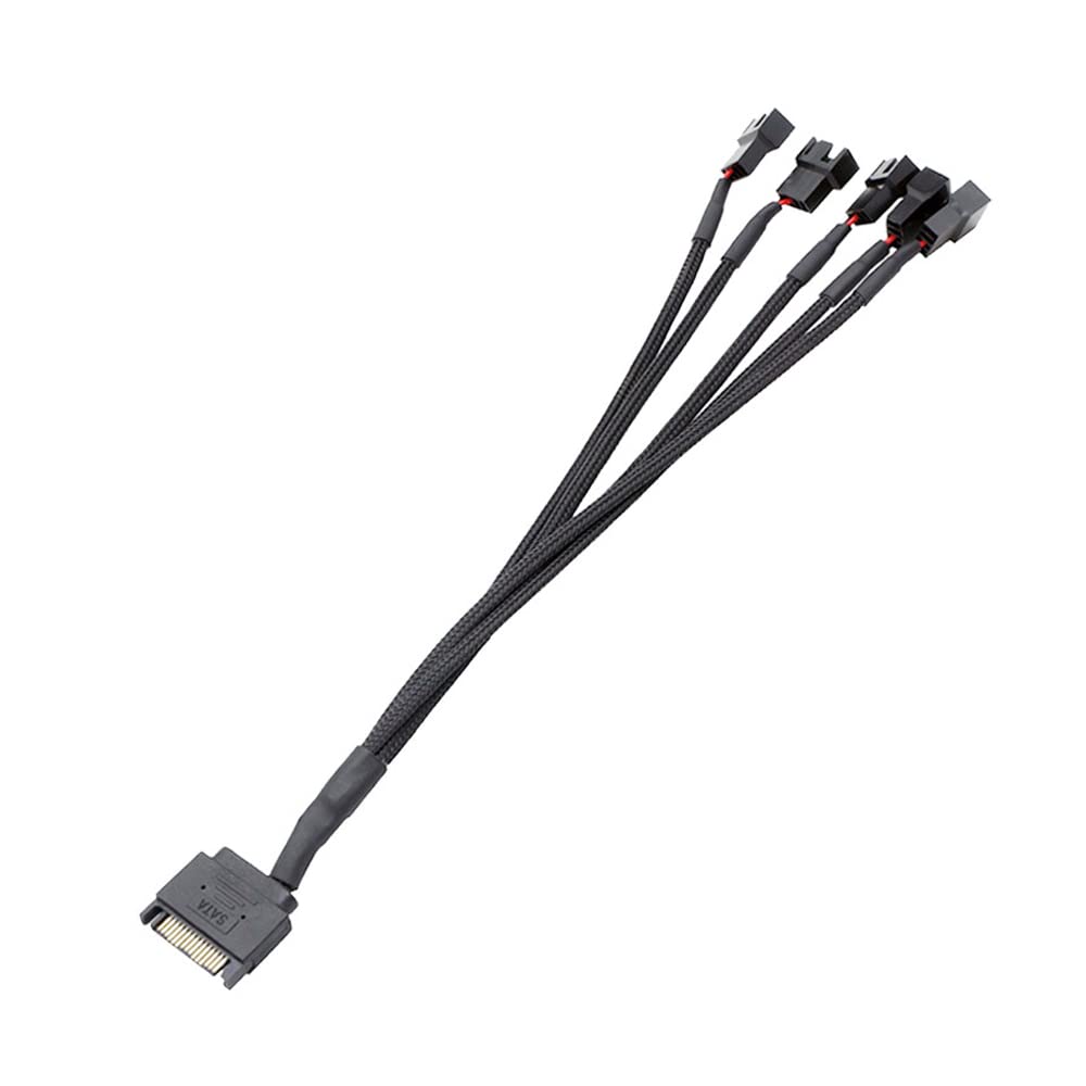 Yikaien Sata To 3 Pin / 4 Pin Fan Adapter, 15 Pin Sata To 12V Pc Case Fan Splitter Extension Power Cable Adapter 10.6 27Cm (1 To