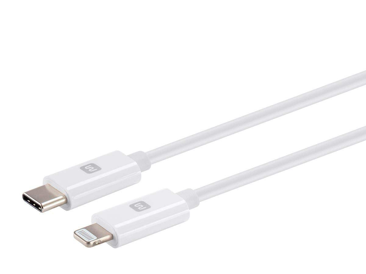 Monoprice Apple MFi Certified Lightning to USB-C Sync Cable 138383 White 3 Feet