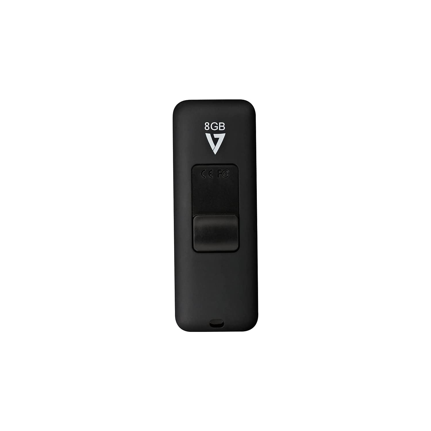 V7 8GB USB 2.0 Flash Drive with Retractable USB Connector - VF28GAR-3N, Black