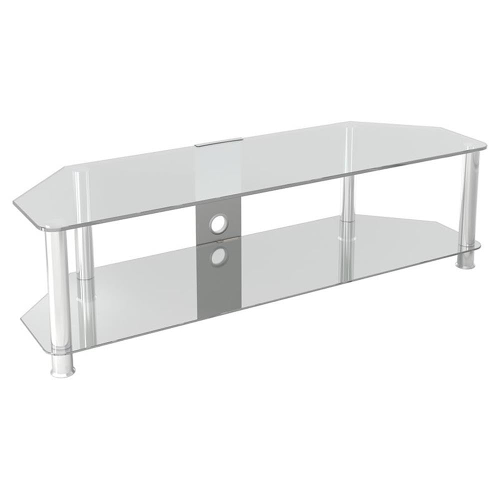 Avf Steel Tv Stand With Cable Management For Up To 65' Tvs In Clear/Chrome