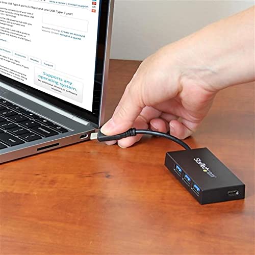 Startech.Com 4-Port Usb 3.0 Hub - Powered Usb 3.0 Hub - Usb-C To 1X Usb-C And 3X Usb-A Adapter - Usb 3.0 (5Gbps) - Usb-C Port Ex