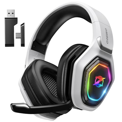 Ozeino Wireless Gaming Headset For Pc, Ps5, Ps4 2.4Ghz Usb & Type C Ultra Stable Low Latency Gaming Headphones With Flip Microph