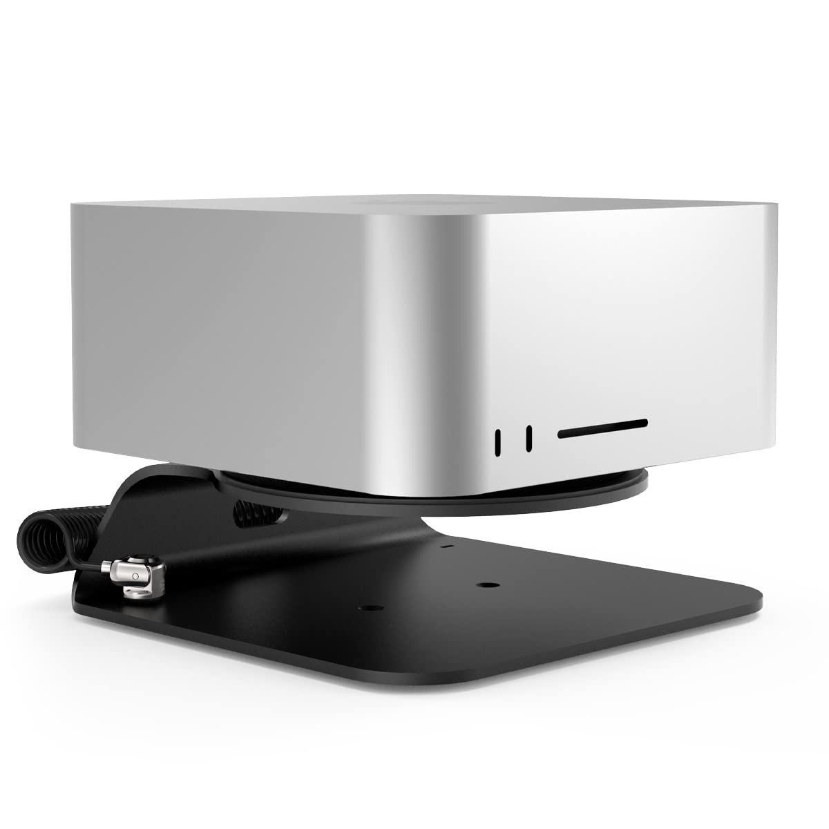 Mac Studio Security Stand With Dual Head Coiled Cable Keyed Lock Black