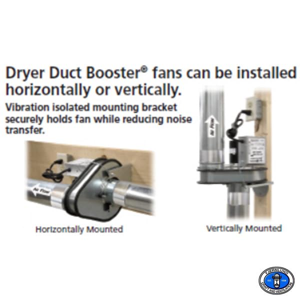 Tjernlund Dbf2 Dryer Duct Booster Fan, No Clogs, 4'Duct