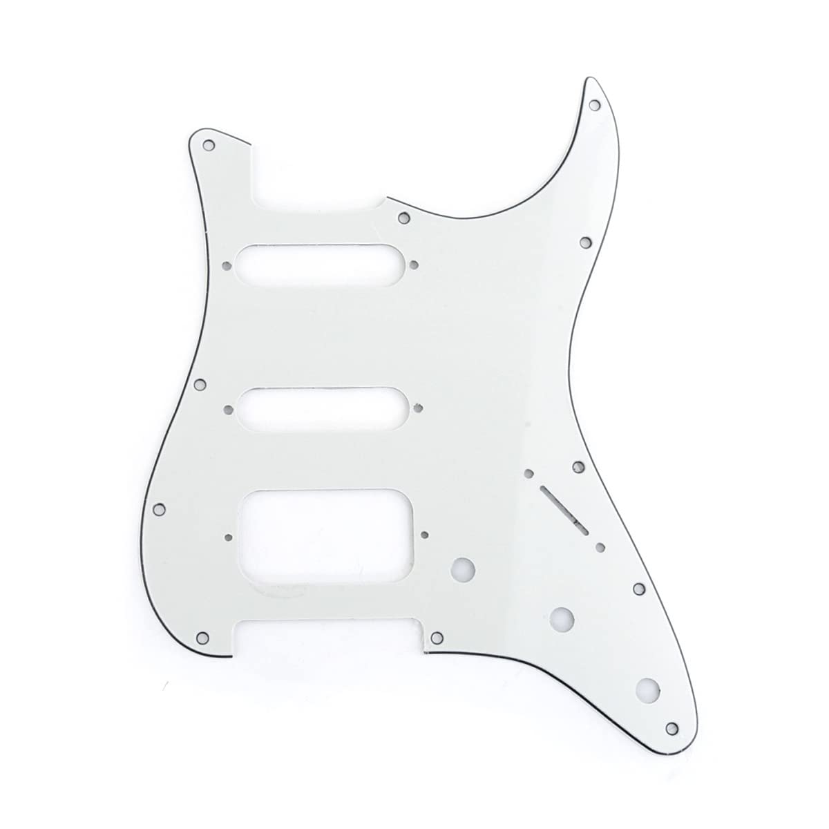 Musiclily Pro 11 Hole Round Corner Hss Guitar Strat Pickguard Humbucker For Usa/Mexican Stratocaster Open Pickup, 3Ply Parchment