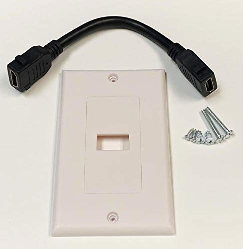 Imbaprice - Hdmi Pigtail Wall Plate Built-In Flexible Hi-Speed Hdmi Cable With Ethernet Single Port (1 Port) White