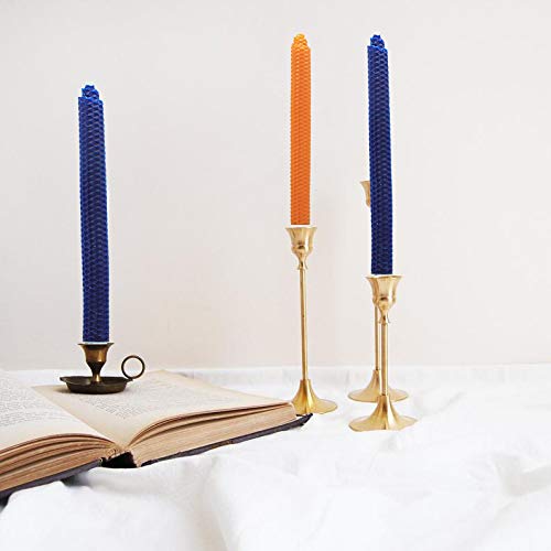 Set Of 12 Beeswax Taper Candles, Ocean Blue,10 Inch Smokeless Flameless Dripless Wax Candles, Long Candles Tall Unscented Driple