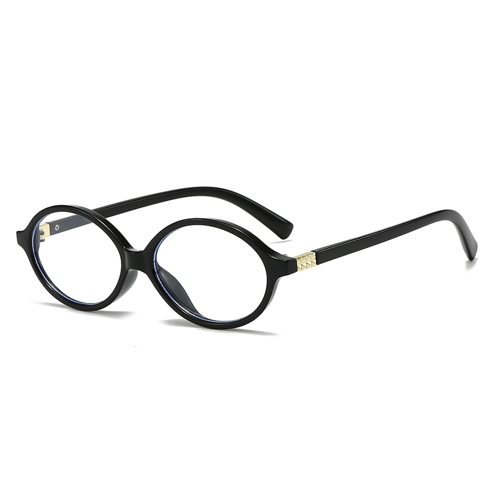 YAMEIZE Small Oval Blue Light Blocking Glasses for Women Men Retro Clear Anti Blue Light Eyeglasses for Computer Gaming (Light B