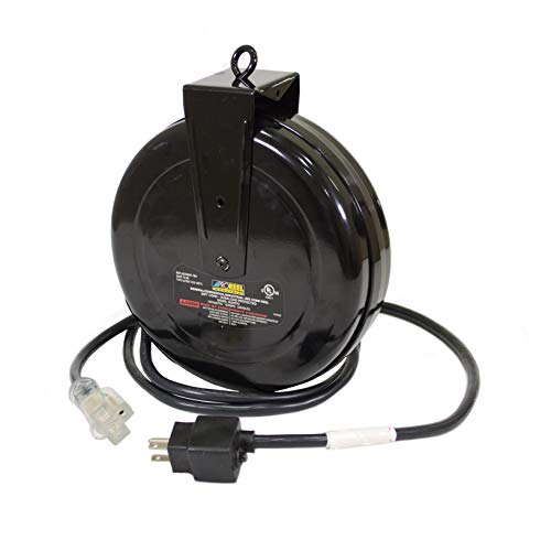 Alert 5020Tfc Industrial Retractable Extension Cord Reel, Black