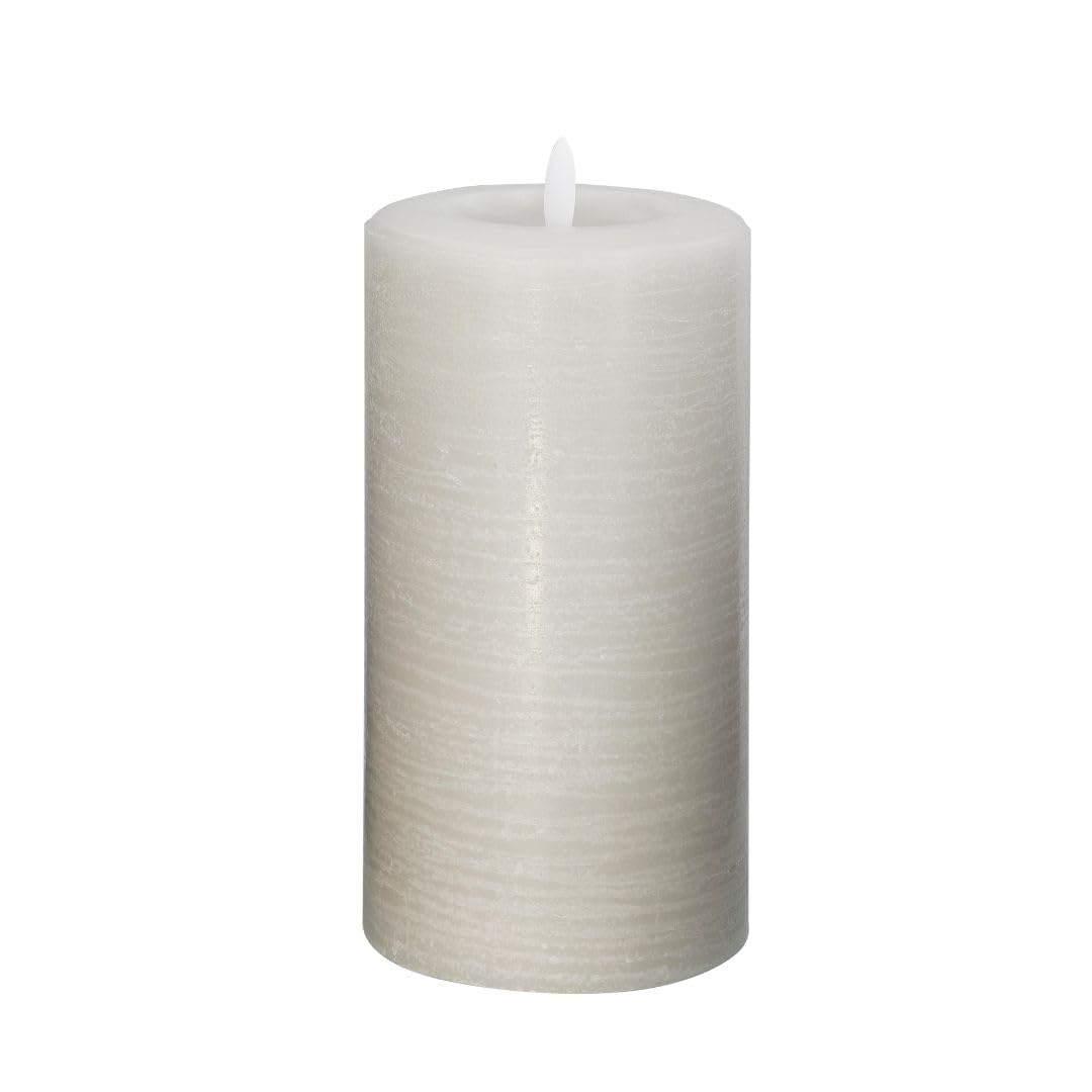 Lumipur Signature Natural Glow Flickering Flameless Led Wax Pillar Candle (4'' X 8'', Gray Fog)