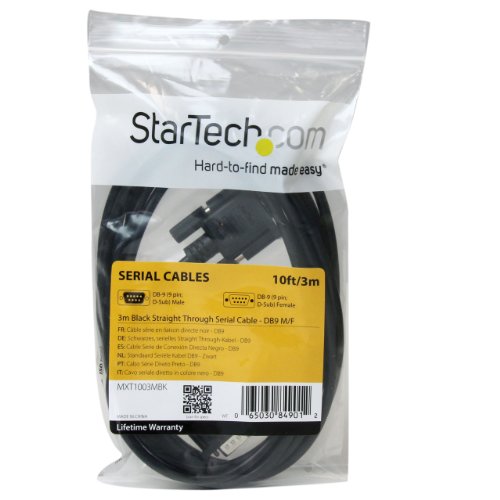 Startech.Com 3M Black Straight Through Db9 Rs232 Serial Cable   Db9 Rs232 Serial Extension Cable   Male To Female Cable (Mxt1003