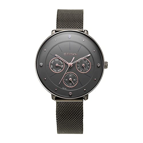 Titan Neo Quartz Multifunction Grey Dial Grey Stainless Steel Strap Watch For Women - Nt2651Qm01