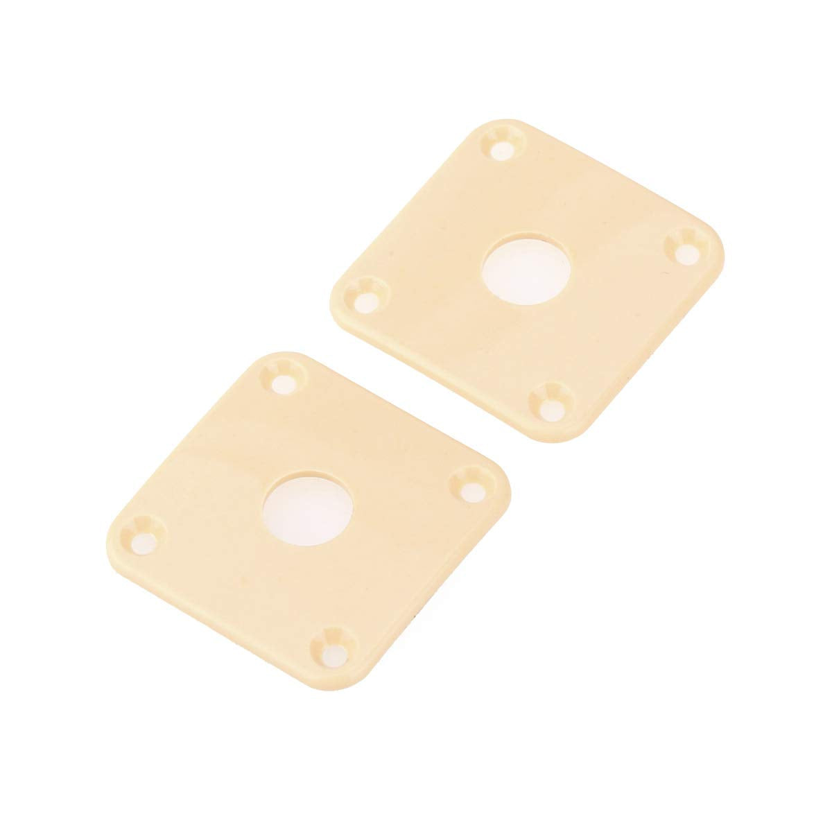 Musiclily Pro Plastic Curved Jack Plate Square Jackplates Compatible With Usa Les Paul Epiphone Les Paul Guitar, Cream(Set Of 2)
