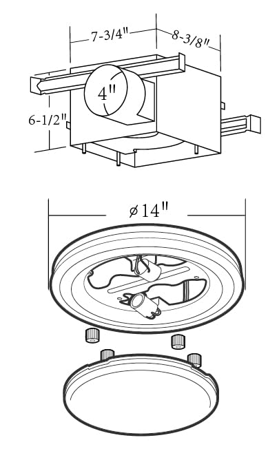 HUNTER Saturn Bathroom Ventilation Exhaust Fan & Light, 80 CFM, Matte Black, Model 90054z, Glass Material