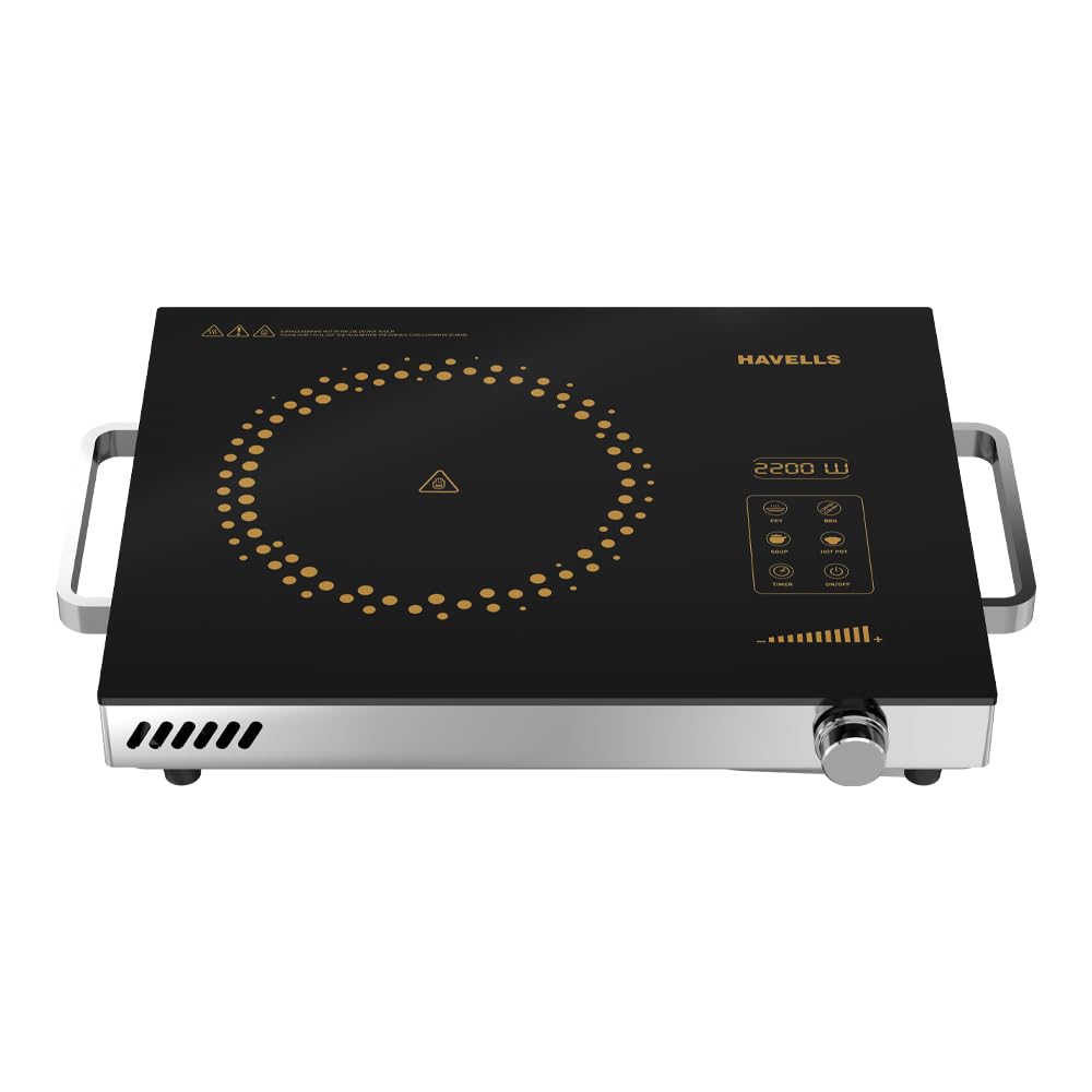 Havells 2200 Watt Infrared Induction Cooktop With Digital Display| Glo Tc226Kv Surge Protection| Sensor Touch| Ss304 Food Grade