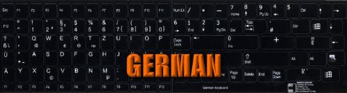4Keyboard Replacement German Keyboard Stickers On Black Background