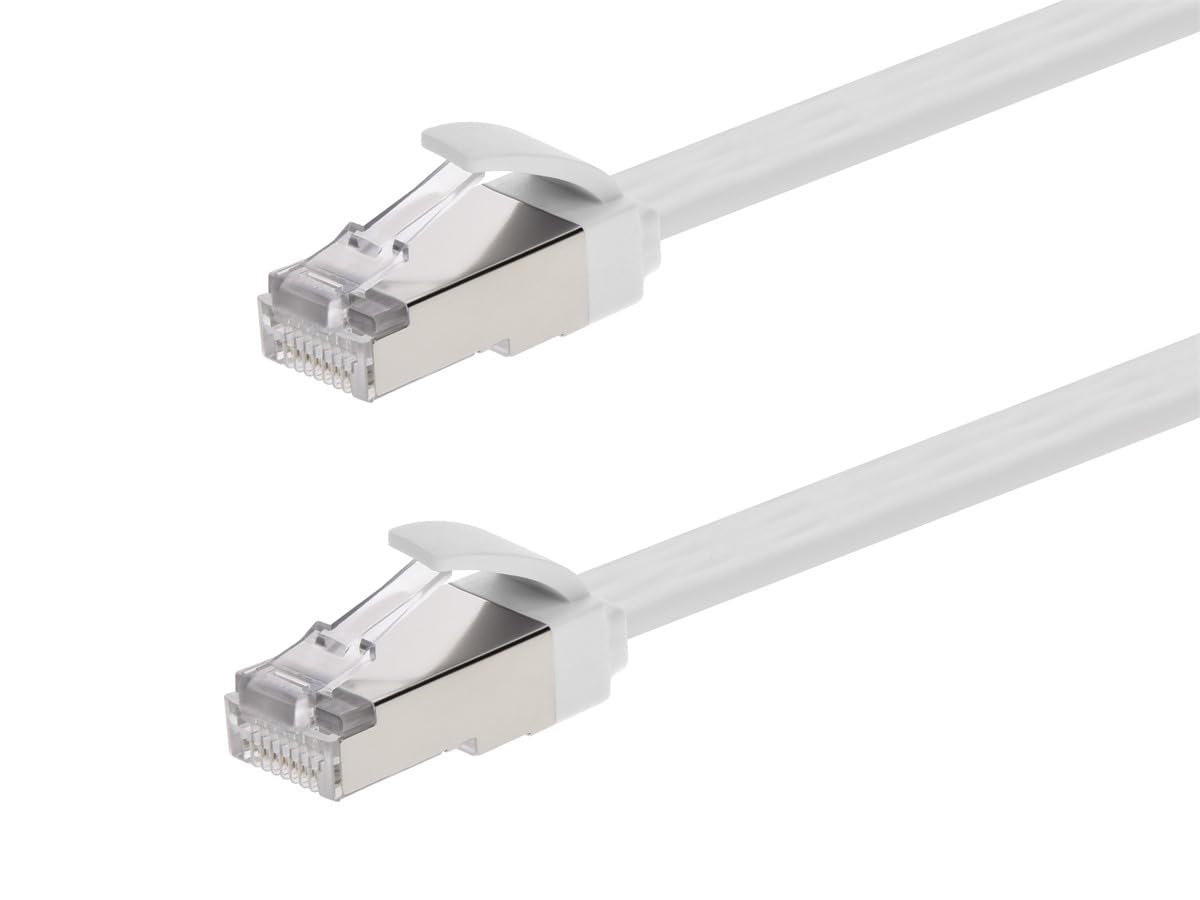Monoprice Cat6A Ethernet Patch Cable - Slim Flat U/Ftp 30Awg Molded Boot 3Ft Whi