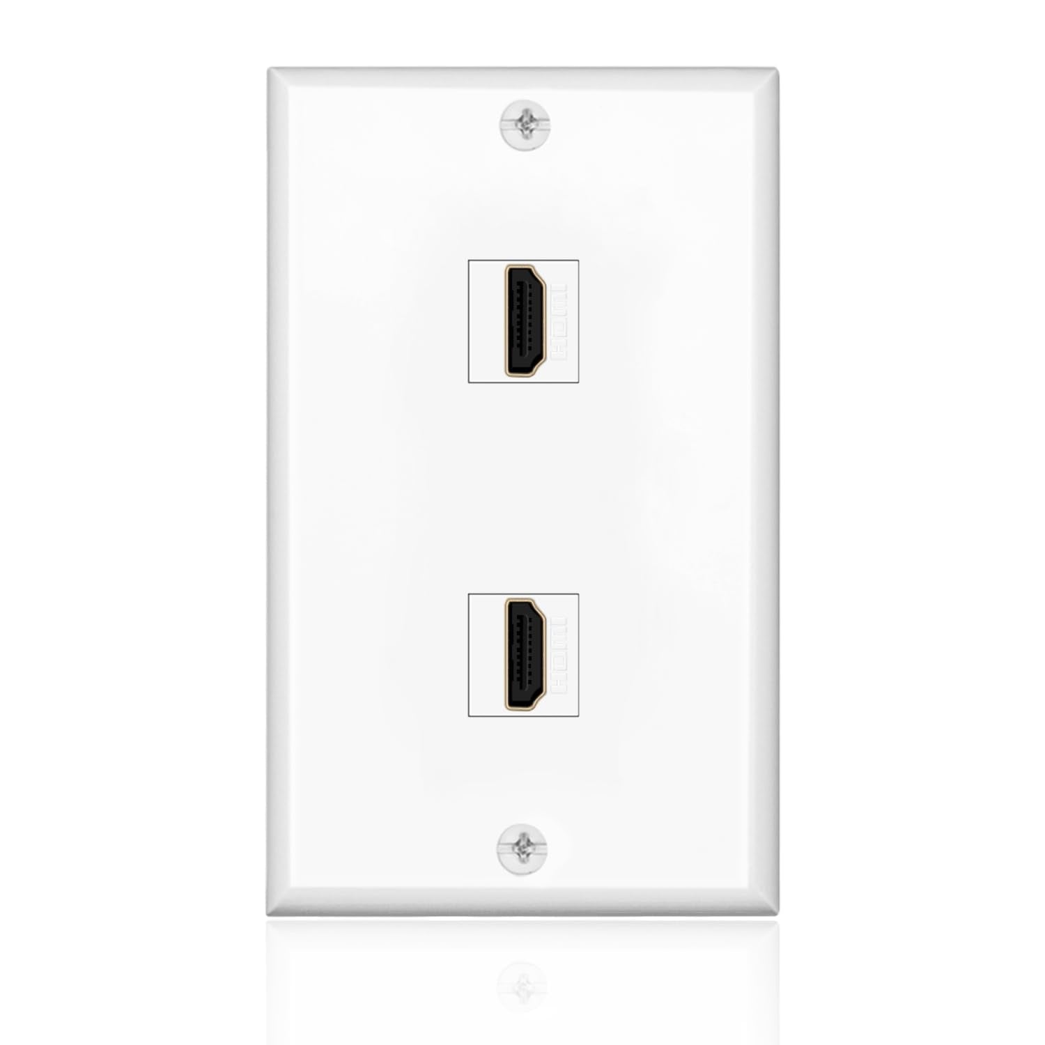 Tnp Hdmi Wall Plate (2 Port, White) Hdmi Face Plate Socket Insert Jack Outlet Panel Mount Support 4K 60Hz Hdr Arc/Earc Full Hd 3