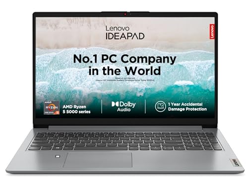 Lenovo Ideapad 1, Amd Ryzen 5 5500U, 8Gb Ram, 512Gb Ssd, Fhd, 15.6Inch/39.62Cm, Windows 11, Msoffice 2021, Grey, 1.6Kg, 82R400Brin,
