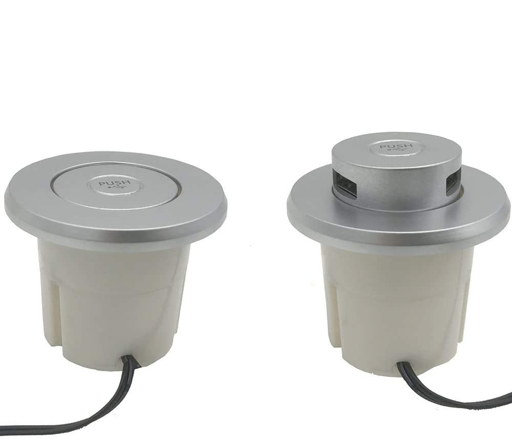 Desk Usb Power Grommet Pop Up Usb Hub Recessed Usb Outlet For Countertop Sofa Built In Power Dock Station With 2 Usb Ports Silve