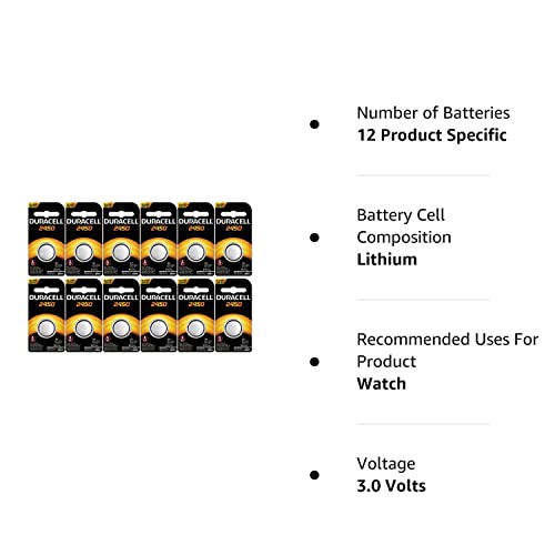 12 Pack Duracell 2450 Batteries 3.0 Volt Lithium Coin Button