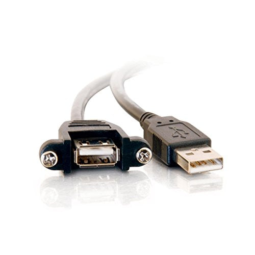C2G Usb Cable, Usb Panel Mount, Usb 2.0 Cable, Usb A To A Cable, 1 Foot (0.3 Meters), Black, Cables To Go 28061