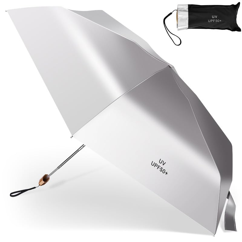 Portable Photographic Reflective Umbrella Silver, Upf 50+ Uv Protection Sun Umbrella 42Inch Sun Blocking Travel Umbrella Rain Co
