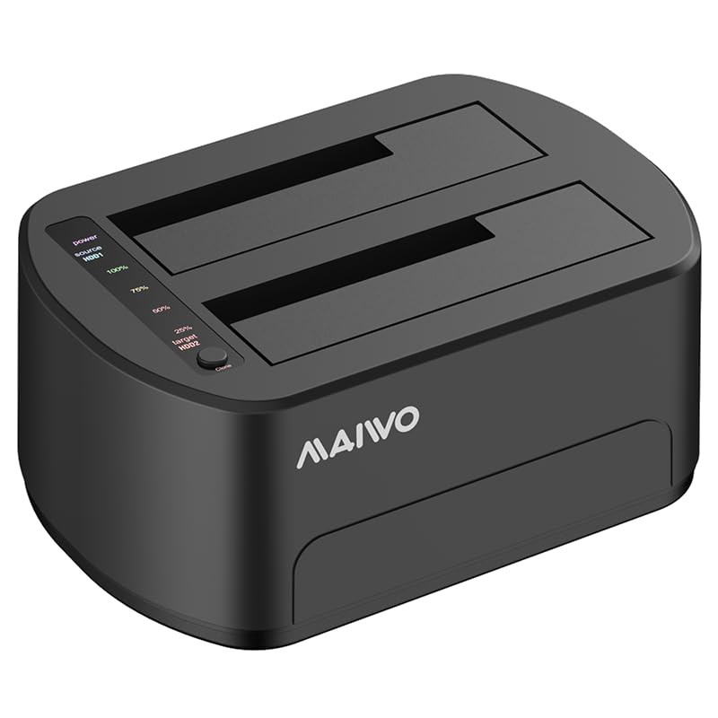 Maiwo External Hard Drive Docking Station With Offline Clone For 2.5/3.5' Sata Hdd/Ssd, 5Gbps With Uasp, 44Tb Capacity, Dual Bay Usb 3.0 To Sata Adapter Duplicator