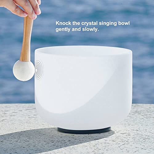 Lycrystal 11 Inch C Note Root Chakra Frosted Quartz Crystal Singing Bowl Mallet & O Ring For Meditation And Sound Therapy.
