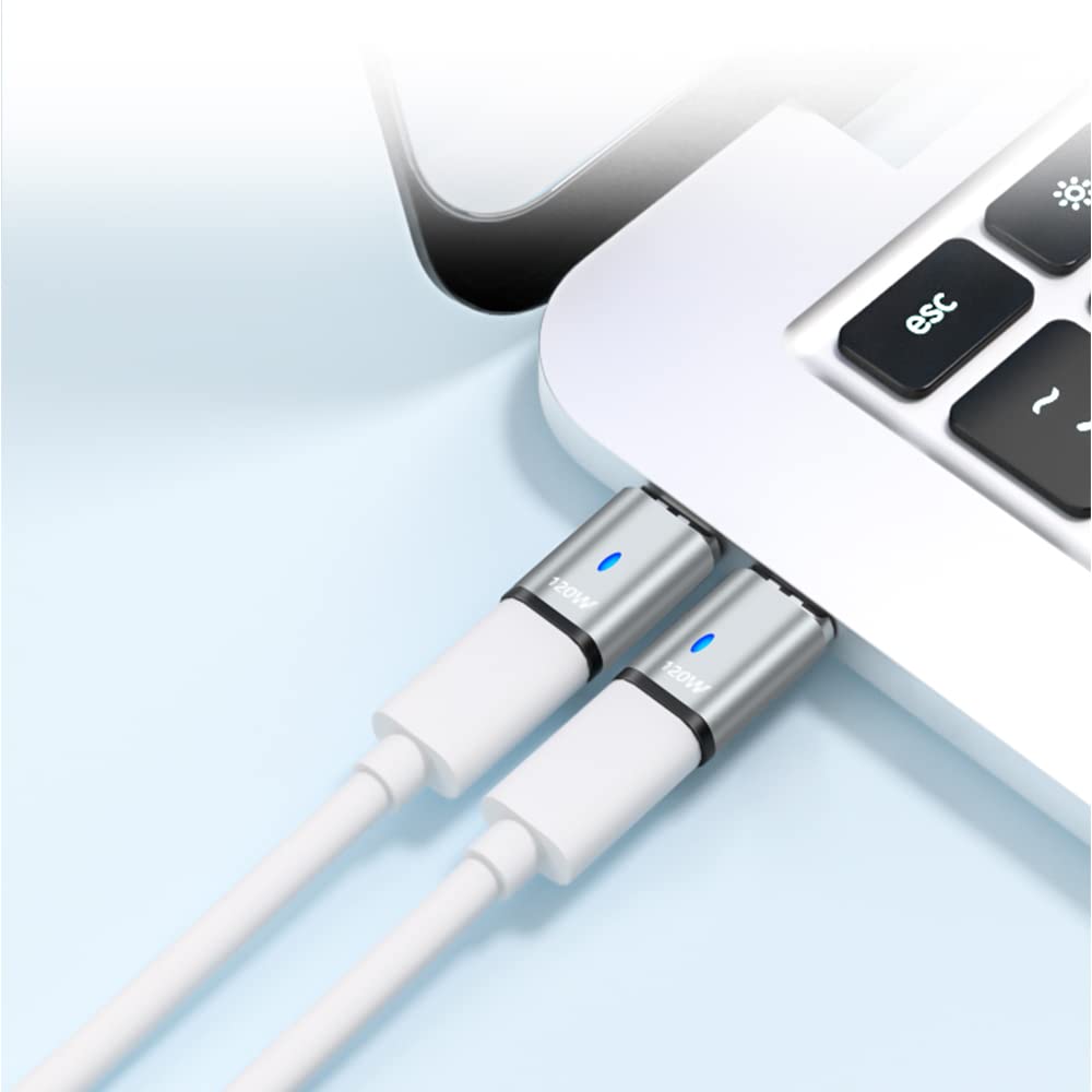 Sheeast Magnetic Usb C Adapter Straight 2 Pack 100W Usb C Magnetic Adapter Fast Charging 5Pin 480Mbps Data Transmission