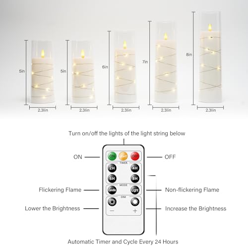 Kakoya Flameless Led Candles With Timer 5 Pc Flickering Flameless Candles For Romantic Ambiance And Home Decoration Stable Acryl