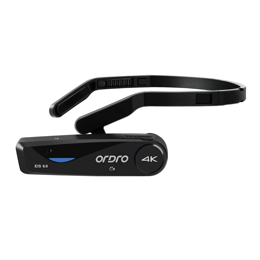 Ordro Ep6 Plus Vlog Camera 4K Camcorder Hands Free Lightweight Mini Wearable Video Camera Full Hd 1080P 60Fps Wi Fi App Connection Recorder  Black