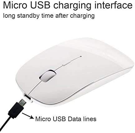 Tsmine Bluetooth Wireless Mouse, Slim Rechargeable Mouse Noiseless Click & 3 Adjustable Dpi Level, Wireless Mouse For Laptop, Tablet, Imac, Macbook Air   White