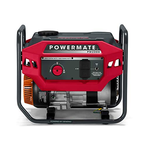 Powermate Pm2000 2,000 Watt Gas Powered Portable Open Frame Generator   Quiet Performance   Ideal For Home, Camping, Rv And Outd