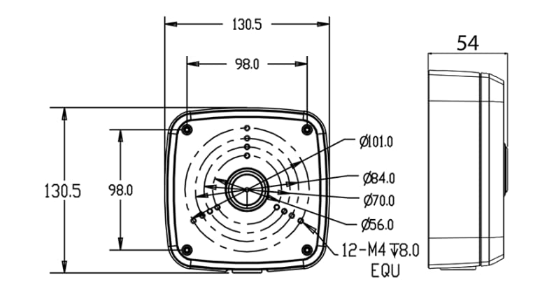 Lorex Square Outdoor Junction Box For 3 Screw Base Security Cameras, Black   Tri Axel Security Mounting Junction Box   Durable, Weatherproof Design, Easy Installation   Three Screw Base Cameras Only