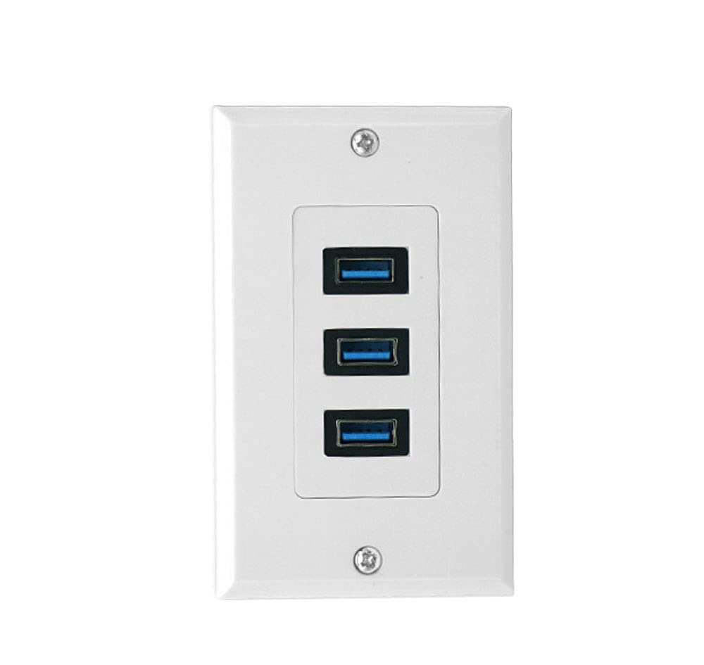 4.2A Usb 3.0 Wall Plate, Halokny 3 Port Usb3.0 Female Component Composite Wall Data Transmission And Charger Outlet Mount Socket