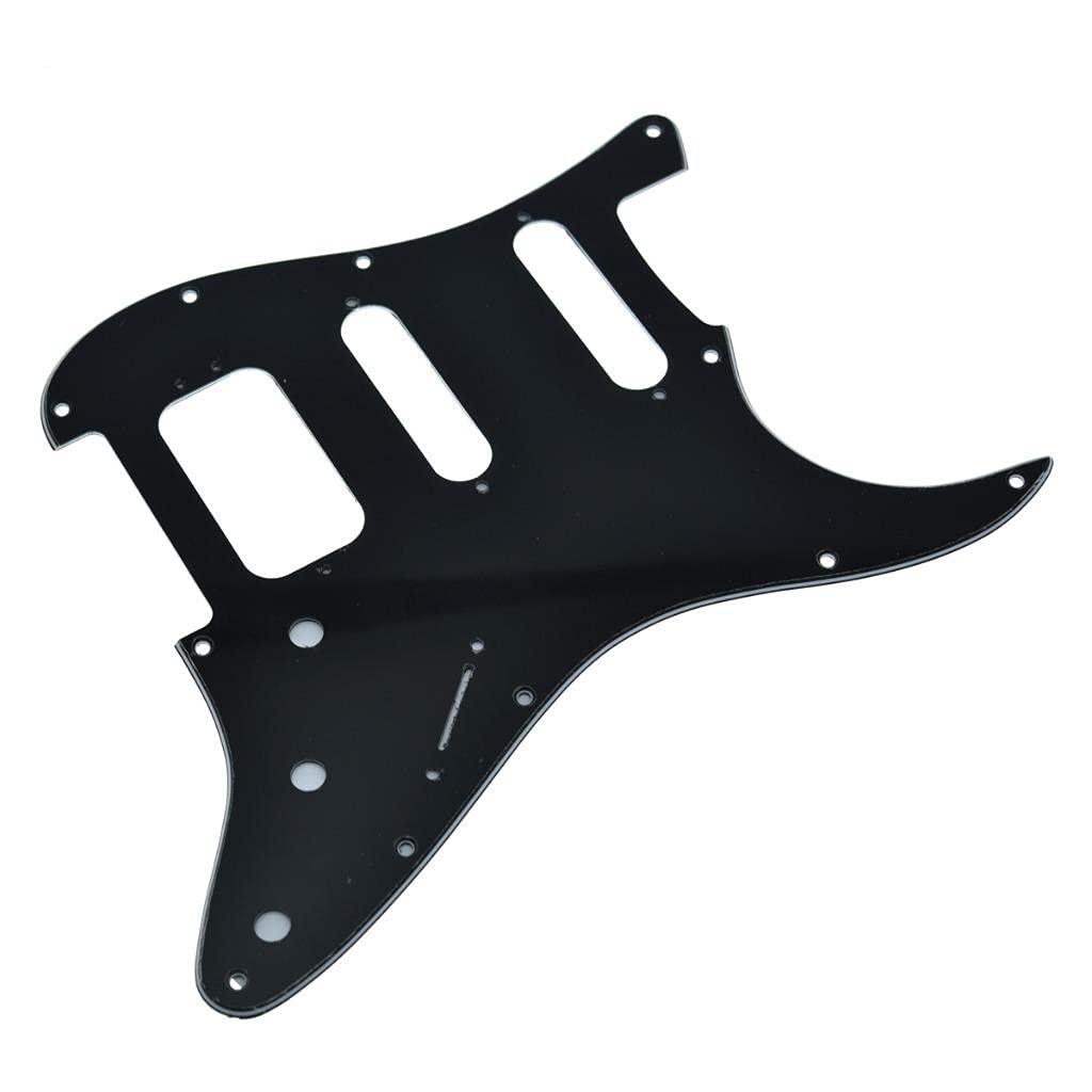Dopro 11 Hole Strat Hss Guitar Pickguard 3 Screw Humbucking Pickup Mount Fits American Fender Stratocaster Black 3 Ply